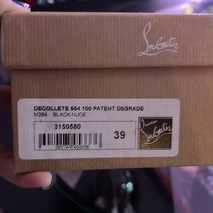Like new christian louboutin kate 100mm black nude degrade patent stiletto sz 39